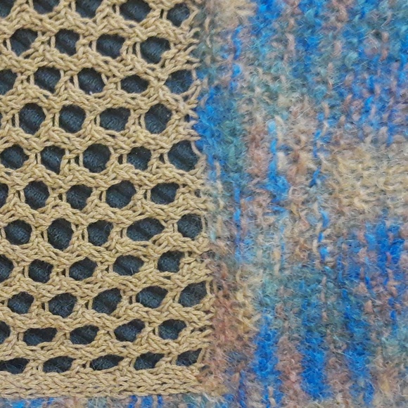 NWOT Handmade Brown and Blue Knitted Shawl - Picture 6 of 6